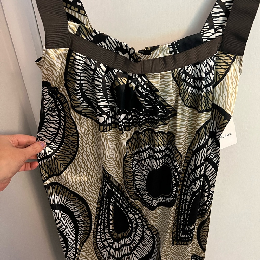 ZARA Women’s Brown and Gold Art Deco Dress